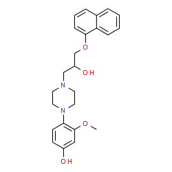 ChemSpider 2D Image | 4-{4-[2-Hydroxy-3-(1-naphthyloxy)propyl]-1-piperazinyl}-3-methoxyphenol | C24H28N2O4