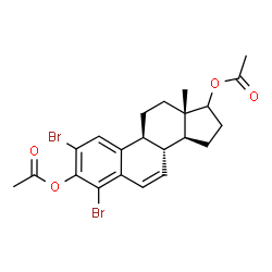 ChemSpider 2D Image | 2,4-Dibromoestra-1(10),2,4,6-tetraene-3,17-diyl diacetate | C22H24Br2O4