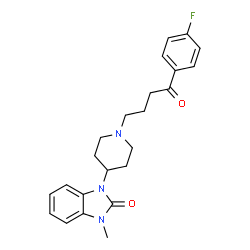 ChemSpider 2D Image | 1-{1-[4-(4-Fluorophenyl)-4-oxobutyl]-4-piperidinyl}-3-methyl-1,3-dihydro-2H-benzimidazol-2-one | C23H26FN3O2