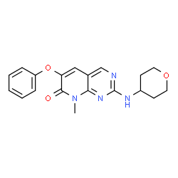 ChemSpider 2D Image | 8-Methyl-6-phenoxy-2-(tetrahydro-2H-pyran-4-ylamino)pyrido[2,3-d]pyrimidin-7(8H)-one | C19H20N4O3