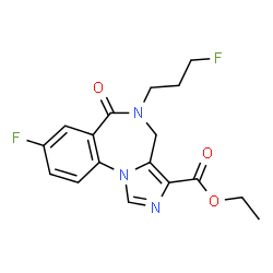 ChemSpider 2D Image | Ethyl 8-fluoro-5-(3-fluoropropyl)-6-oxo-5,6-dihydro-4H-imidazo[1,5-a][1,4]benzodiazepine-3-carboxylate | C17H17F2N3O3
