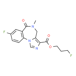 ChemSpider 2D Image | 3-Fluoropropyl 8-fluoro-5-methyl-6-oxo-5,6-dihydro-4H-imidazo[1,5-a][1,4]benzodiazepine-3-carboxylate | C16H15F2N3O3