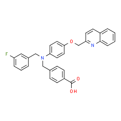 ChemSpider 2D Image | 4-({(3-Fluorobenzyl)[4-(2-quinolinylmethoxy)phenyl]amino}methyl)benzoic acid | C31H25FN2O3