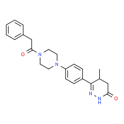 ChemSpider 2D Image | 5-Methyl-6-{4-[4-(phenylacetyl)-1-piperazinyl]phenyl}-4,5-dihydro-3(2H)-pyridazinone | C23H26N4O2