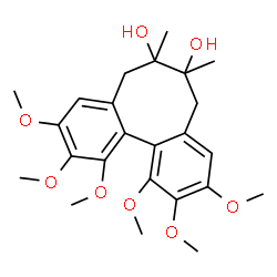 ChemSpider 2D Image | 1,2,3,10,11,12-Hexamethoxy-6,7-dimethyl-5,6,7,8-tetrahydrodibenzo[a,c][8]annulene-6,7-diol | C24H32O8