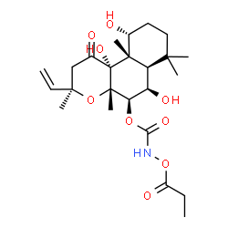 ChemSpider 2D Image | (3R,4aS,5R,6R,6aR,10R,10aS,10bR)-6,10,10b-Trihydroxy-3,4a,7,7,10a-pentamethyl-1-oxo-3-vinyldodecahydro-1H-benzo[f]chromen-5-yl (propionyloxy)carbamate | C24H37NO9
