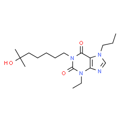 ChemSpider 2D Image | 3-Ethyl-1-(6-hydroxy-6-methylheptyl)-7-propyl-3,7-dihydro-1H-purine-2,6-dione | C18H30N4O3