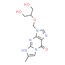 ChemSpider 2D Image | 3-{[(1,3-Dihydroxy-2-propanyl)oxy]methyl}-6-methyl-3,5-dihydro-9H-imidazo[1,2-a]purin-9-one | C12H15N5O4