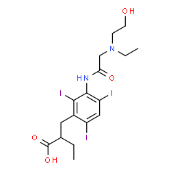 ChemSpider 2D Image | 2-(3-{[N-Ethyl-N-(2-hydroxyethyl)glycyl]amino}-2,4,6-triiodobenzyl)butanoic acid | C17H23I3N2O4