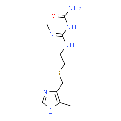 ChemSpider 2D Image | 1-[N'-Methyl-N-(2-{[(5-methyl-1H-imidazol-4-yl)methyl]sulfanyl}ethyl)carbamimidoyl]urea | C10H18N6OS