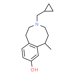 ChemSpider 2D Image | 3-(Cyclopropylmethyl)-6-methyl-1,2,3,4,5,6-hexahydro-3-benzazocin-8-ol | C16H23NO