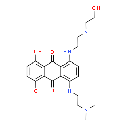 ChemSpider 2D Image | 1-{[2-(Dimethylamino)ethyl]amino}-5,8-dihydroxy-4-({2-[(2-hydroxyethyl)amino]ethyl}amino)-9,10-anthraquinone | C22H28N4O5