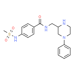 ChemSpider 2D Image | 4-[(Methylsulfonyl)amino]-N-[(4-phenyl-2-piperazinyl)methyl]benzamide | C19H24N4O3S