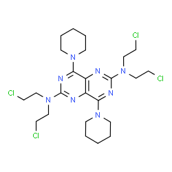 ChemSpider 2D Image | N,N,N',N'-Tetrakis(2-chloroethyl)-4,8-di-1-piperidinylpyrimido(5,4-d)pyrimidine-2,6-diamine | C24H36Cl4N8