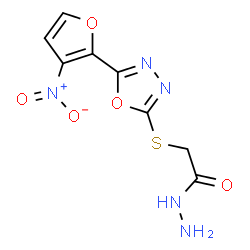 ChemSpider 2D Image | 2-{[5-(3-Nitro-2-furyl)-1,3,4-oxadiazol-2-yl]sulfanyl}acetohydrazide | C8H7N5O5S