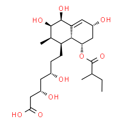 ChemSpider 2D Image | (3S,5S)-3,5-Dihydroxy-7-{(1S,2R,3R,4S,6R,8S,8aR)-3,4,6-trihydroxy-2-methyl-8-[(2-methylbutanoyl)oxy]-1,2,3,4,6,7,8,8a-octahydro-1-naphthalenyl}heptanoic acid | C23H38O9