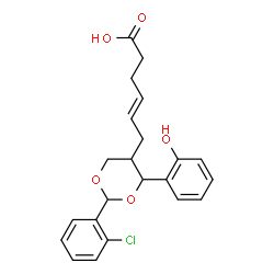 ChemSpider 2D Image | (4E)-6-[2-(2-Chlorophenyl)-4-(2-hydroxyphenyl)-1,3-dioxan-5-yl]-4-hexenoic acid | C22H23ClO5