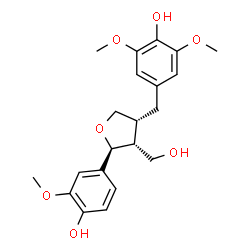ChemSpider 2D Image | 4-{[(3R,4R,5S)-5-(4-Hydroxy-3-methoxyphenyl)-4-(hydroxymethyl)tetrahydro-3-furanyl]methyl}-2,6-dimethoxyphenol | C21H26O7