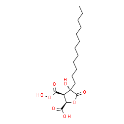 ChemSpider 2D Image | (2R,3R,4S)-3-Carboperoxy-4-dodecyl-4-hydroxy-5-oxotetrahydro-2-furancarboxylic acid | C18H30O8