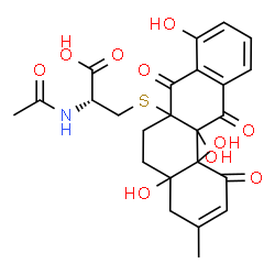 ChemSpider 2D Image | N-Acetyl-S-(4a,8,12a,12b-tetrahydroxy-3-methyl-1,7,12-trioxo-4,4a,5,6,7,12,12a,12b-octahydro-6a(1H)-tetraphenyl)-L-cysteine | C24H25NO10S
