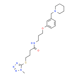 ChemSpider 2D Image | 4-[(1-Methyl-1H-tetrazol-5-yl)sulfanyl]-N-{3-[3-(1-piperidinylmethyl)phenoxy]propyl}butanamide | C21H32N6O2S