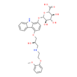 ChemSpider 2D Image | 4-[(2R)-2-Hydroxy-3-{[2-(2-methoxyphenoxy)ethyl]amino}propoxy]-9H-carbazol-1-yl beta-D-glucopyranosiduronic acid | C30H34N2O11