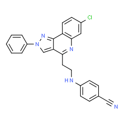 ChemSpider 2D Image | 4-((2-(7-Chloro-2-phenyl-2H-pyrazolo(4,3-c)quinolin-4-yl)ethyl)amino)benzonitrile | C25H18ClN5