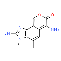ChemSpider 2D Image | 2,6-Diamino-3,4-dimethylisochromeno[7,8-d]imidazol-7(3H)-one | C12H12N4O2