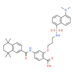 ChemSpider 2D Image | 2-[3-({[5-(Dimethylamino)-1-naphthyl]sulfonyl}amino)propoxy]-4-{[(5,5,8,8-tetramethyl-5,6,7,8-tetrahydro-2-naphthalenyl)carbonyl]amino}benzoic acid | C37H43N3O6S