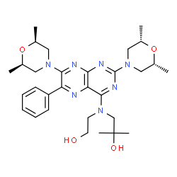 ChemSpider 2D Image | 1-[{2,7-Bis[(2R,6S)-2,6-dimethyl-4-morpholinyl]-6-phenyl-4-pteridinyl}(2-hydroxyethyl)amino]-2-methyl-2-propanol | C30H43N7O4