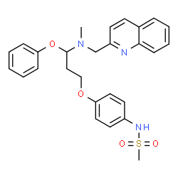 ChemSpider 2D Image | N-(4-{3-[Methyl(2-quinolinylmethyl)amino]-3-phenoxypropoxy}phenyl)methanesulfonamide | C27H29N3O4S