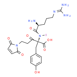 ChemSpider 2D Image | N~5~-(Diaminomethylene)-L-ornithyl-alpha-[3-(2,5-dioxo-2,5-dihydro-1H-pyrrol-1-yl)propanoyl]-N-iodo-L-tyrosine | C22H27IN6O7