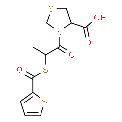 ChemSpider 2D Image | 3-{2-[(2-Thienylcarbonyl)sulfanyl]propanoyl}-1,3-thiazolidine-4-carboxylic acid | C12H13NO4S3