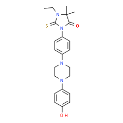ChemSpider 2D Image | 1-Ethyl-3-{4-[4-(4-hydroxyphenyl)-1-piperazinyl]phenyl}-5,5-dimethyl-2-thioxo-4-imidazolidinone | C23H28N4O2S