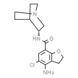 ChemSpider 2D Image | 4-Amino-N-[(3R)-1-azabicyclo[2.2.2]oct-3-yl]-5-chloro-2,3-dihydro-1-benzofuran-7-carboxamide | C16H20ClN3O2