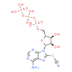 ChemSpider 2D Image | 8-Thiocyanatoadenosine 5'-(tetrahydrogen triphosphate) | C11H15N6O13P3S