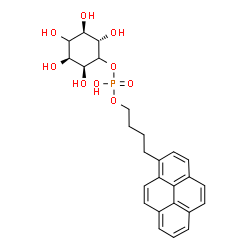 ChemSpider 2D Image | (2S,3R,5S,6S)-2,3,4,5,6-Pentahydroxycyclohexyl 4-(1-pyrenyl)butyl hydrogen phosphate | C26H29O9P