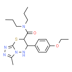 ChemSpider 2D Image | 6-(4-Ethoxyphenyl)-3-methyl-N,N-dipropyl-6,7-dihydro-5H-[1,2,4]triazolo[3,4-b][1,3,4]thiadiazine-7-carboxamide | C20H29N5O2S