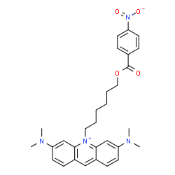 ChemSpider 2D Image | 3,6-Bis(dimethylamino)-10-{6-[(4-nitrobenzoyl)oxy]hexyl}acridinium | C30H35N4O4