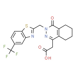 ChemSpider 2D Image | (4-Oxo-3-{[5-(trifluoromethyl)-1,3-benzothiazol-2-yl]methyl}-3,4,5,6,7,8-hexahydro-1-phthalazinyl)acetic acid | C19H16F3N3O3S