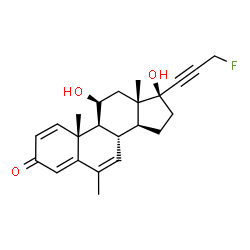 ChemSpider 2D Image | Androsta-1,4,6-trien-3-one, 17-(3-fluoro-1-propynyl)-11,17-dihydroxy-6-methyl-, (11beta,17beta)- | C23H27FO3