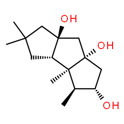ChemSpider 2D Image | (2S,3S,3aS,3bS,6aS,7aS)-3,3a,5,5-Tetramethylhexahydro-1H-cyclopenta[a]pentalene-2,6a,7a(2H,7H)-triol | C15H26O3