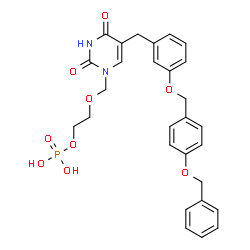 ChemSpider 2D Image | 2-{[5-(3-{[4-(Benzyloxy)benzyl]oxy}benzyl)-2,4-dioxo-3,4-dihydro-1(2H)-pyrimidinyl]methoxy}ethyl dihydrogen phosphate | C28H29N2O9P
