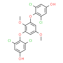ChemSpider 2D Image | 2,6-Bis(2,6-dichloro-4-hydroxyphenyloxy)-1,4-dimethoxybenzene | C20H14Cl4O6