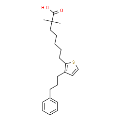 ChemSpider 2D Image | 2,2-Dimethyl-7-[3-(3-phenylpropyl)-2-thienyl]heptanoic acid | C22H30O2S
