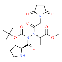 ChemSpider 2D Image | 2-Methyl-2-propanyl 2-[(2,5-dioxo-1-pyrrolidinyl)acetyl]-2-[(2S)-1-methoxy-1-oxo-2-propanyl]-1-[(2S)-2-pyrrolidinylcarbonyl]hydrazinecarboxylate | C20H30N4O8