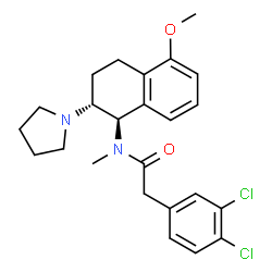 ChemSpider 2D Image | 2-(3,4-Dichlorophenyl)-N-[(1R,2R)-5-methoxy-2-(1-pyrrolidinyl)-1,2,3,4-tetrahydro-1-naphthalenyl]-N-methylacetamide | C24H28Cl2N2O2