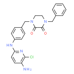 ChemSpider 2D Image | 1-{4-[(5-Amino-6-chloro-2-pyridinyl)amino]benzyl}-4-benzyl-2,3-piperazinedione | C23H22ClN5O2