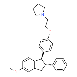 ChemSpider 2D Image | 1-(2-{4-[(1R,2R)-5-Methoxy-2-phenyl-2,3-dihydro-1H-inden-1-yl]phenoxy}ethyl)pyrrolidine | C28H31NO2
