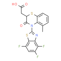 ChemSpider 2D Image | [5-Methyl-3-oxo-4-(4,5,7-trifluoro-1,3-benzothiazol-2-yl)-3,4-dihydro-2H-1,4-benzothiazin-2-yl]acetic acid | C18H11F3N2O3S2